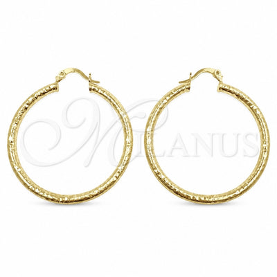 Oro Laminado Medium Hoop, Gold Filled Style Hollow Design, Diamond Cutting Finish, Golden Finish, 02.213.0259.1.40