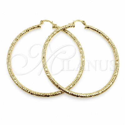 Oro Laminado Large Hoop, Gold Filled Style Hollow Design, Diamond Cutting Finish, Golden Finish, 02.213.0259.1.60