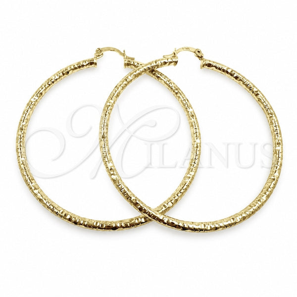 Oro Laminado Large Hoop, Gold Filled Style Hollow Design, Diamond Cutting Finish, Golden Finish, 02.213.0259.1.60