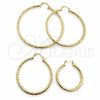 Oro Laminado Large Hoop, Gold Filled Style Hollow Design, Diamond Cutting Finish, Golden Finish, 02.213.0259.1.60