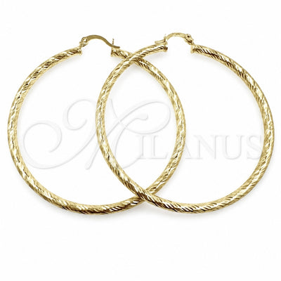 Oro Laminado Large Hoop, Gold Filled Style Diamond Cutting Finish, Golden Finish, 02.213.0240.60