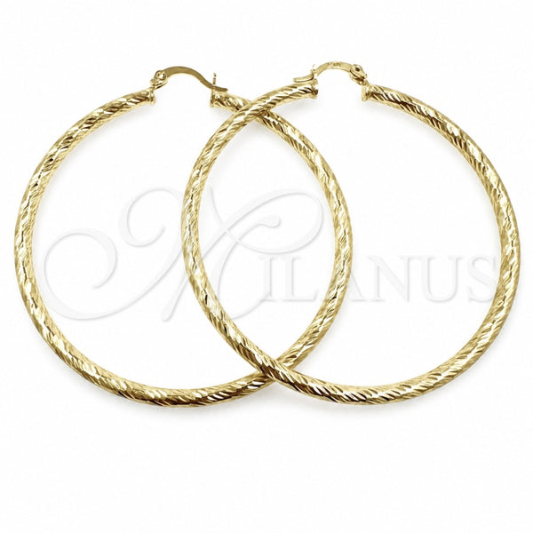Oro Laminado Large Hoop, Gold Filled Style Diamond Cutting Finish, Golden Finish, 02.213.0240.60