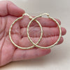 Oro Laminado Large Hoop, Gold Filled Style Hollow Design, Diamond Cutting Finish, Golden Finish, 02.213.0240.50