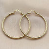 Oro Laminado Large Hoop, Gold Filled Style Hollow Design, Diamond Cutting Finish, Golden Finish, 02.213.0240.50