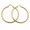 Oro Laminado Large Hoop, Gold Filled Style Hollow Design, Diamond Cutting Finish, Golden Finish, 02.213.0240.50
