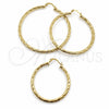 Oro Laminado Large Hoop, Gold Filled Style Hollow Design, Diamond Cutting Finish, Golden Finish, 02.213.0240.50
