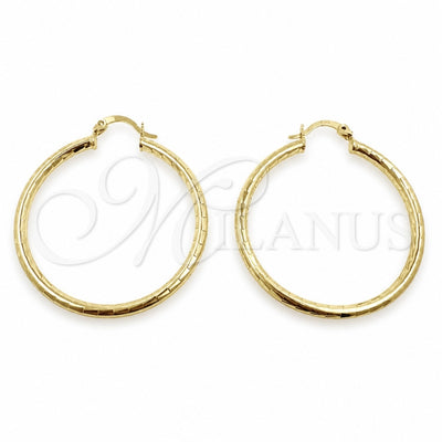Oro Laminado Medium Hoop, Gold Filled Style Hollow Design, Diamond Cutting Finish, Golden Finish, 02.213.0243.1.40