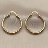 Oro Laminado Medium Hoop, Gold Filled Style Hollow Design, Diamond Cutting Finish, Golden Finish, 02.213.0909.30