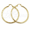 Oro Laminado Large Hoop, Gold Filled Style Hollow Design, Diamond Cutting Finish, Golden Finish, 02.213.0909.50