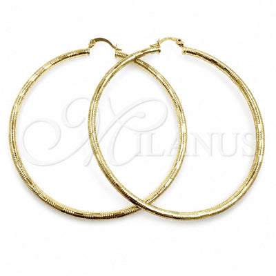 Oro Laminado Extra Large Hoop, Gold Filled Style Diamond Cutting Finish, Golden Finish, 02.213.0909.70