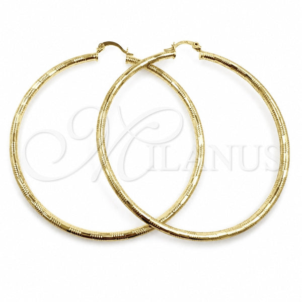 Oro Laminado Extra Large Hoop, Gold Filled Style Diamond Cutting Finish, Golden Finish, 02.213.0909.70