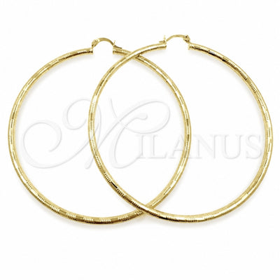 Oro Laminado Extra Large Hoop, Gold Filled Style Diamond Cutting Finish, Golden Finish, 02.213.0909.80