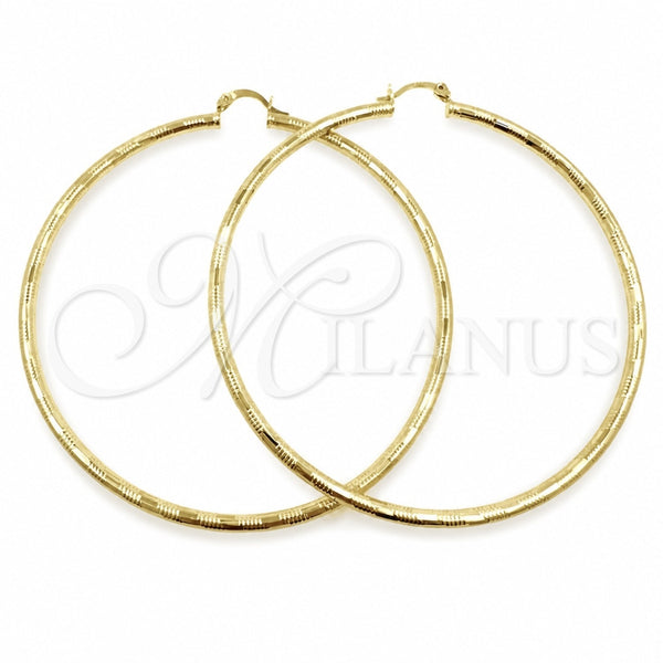 Oro Laminado Extra Large Hoop, Gold Filled Style Diamond Cutting Finish, Golden Finish, 02.213.0909.80