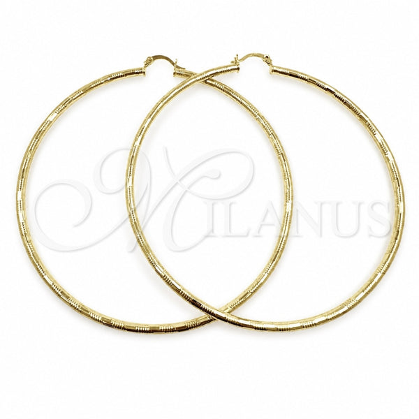 Oro Laminado Extra Large Hoop, Gold Filled Style Diamond Cutting Finish, Golden Finish, 02.213.0909.90