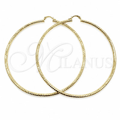 Oro Laminado Extra Large Hoop, Gold Filled Style Hollow Design, Diamond Cutting Finish, Golden Finish, 02.213.0154.90
