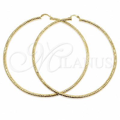 Oro Laminado Extra Large Hoop, Gold Filled Style Diamond Cutting Finish, Golden Finish, 02.213.0154.100