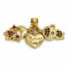 Oro Laminado Fancy Pendant, Gold Filled Style Heart and Little Girl Design, with Garnet and Aqua Blue Cubic Zirconia, Polished, Golden Finish, 05.459.0099