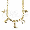 Oro Laminado Fancy Necklace, Gold Filled Style Star and Money Sign Design, Polished, Golden Finish, 04.470.0005.18 (Thickness, 18 Inches Length)