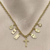 Oro Laminado Fancy Necklace, Gold Filled Style Guadalupe and Heart Design, Polished, Golden Finish, 04.470.0006.18 (Thickness, 18 Inches Length)