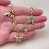 Oro Laminado Fancy Necklace, Gold Filled Style Fish and Seahorse Design, Polished, Golden Finish, 04.470.0007.18 (Thickness, 18 Inches Length)
