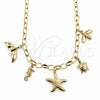 Oro Laminado Fancy Necklace, Gold Filled Style Fish and Seahorse Design, Polished, Golden Finish, 04.470.0007.18 (Thickness, 18 Inches Length)