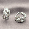 White Gold Filled Huggie Hoop, Infinite Design, with White Cubic Zirconia, Polished, Rhodium Finish, 02.471.0001.16