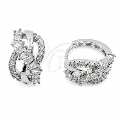 White Gold Filled Huggie Hoop, Infinite Design, with White Cubic Zirconia, Polished, Rhodium Finish, 02.471.0001.16