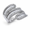 White Gold Filled Multi Stone Ring, Baguette and Cluster Design, with White Cubic Zirconia, Polished, Rhodium Finish, 01.471.0001 (One size fits all)