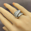 White Gold Filled Multi Stone Ring, Baguette and Cluster Design, with White Cubic Zirconia, Polished, Rhodium Finish, 01.471.0002 (One size fits all)