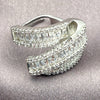 White Gold Filled Multi Stone Ring, Baguette and Cluster Design, with White Cubic Zirconia, Polished, Rhodium Finish, 01.471.0002 (One size fits all)