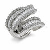 White Gold Filled Multi Stone Ring, Baguette and Cluster Design, with White Cubic Zirconia, Polished, Rhodium Finish, 01.471.0002 (One size fits all)