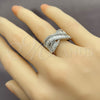 White Gold Filled Multi Stone Ring, Baguette and Cluster Design, with White Cubic Zirconia, Polished, Rhodium Finish, 01.471.0003 (One size fits all)
