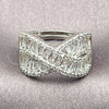 White Gold Filled Multi Stone Ring, Baguette and Cluster Design, with White Cubic Zirconia, Polished, Rhodium Finish, 01.471.0003 (One size fits all)