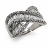 White Gold Filled Multi Stone Ring, Baguette and Cluster Design, with White Cubic Zirconia, Polished, Rhodium Finish, 01.471.0003 (One size fits all)