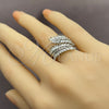 White Gold Filled Multi Stone Ring, Leaf Design, with White Cubic Zirconia, Polished, Rhodium Finish, 01.471.0005 (One size fits all)