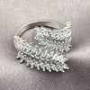 White Gold Filled Multi Stone Ring, Leaf Design, with White Cubic Zirconia, Polished, Rhodium Finish, 01.471.0005 (One size fits all)