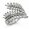 White Gold Filled Multi Stone Ring, Leaf Design, with White Cubic Zirconia, Polished, Rhodium Finish, 01.471.0005 (One size fits all)