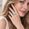 White Gold Filled Multi Stone Ring, Baguette and Cluster Design, with White Cubic Zirconia, Polished, Rhodium Finish, 01.471.0006 (One size fits all)