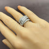 White Gold Filled Multi Stone Ring, Baguette Design, with White Cubic Zirconia, Polished, Rhodium Finish, 01.471.0007 (One size fits all)