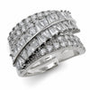 White Gold Filled Multi Stone Ring, Baguette Design, with White Cubic Zirconia, Polished, Rhodium Finish, 01.471.0007 (One size fits all)