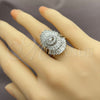 White Gold Filled Multi Stone Ring, Baguette and Cluster Design, with White Cubic Zirconia, Polished, Rhodium Finish, 01.471.0008 (One size fits all)