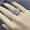 White Gold Filled Multi Stone Ring, Teardrop and Baguette Design, with White Cubic Zirconia, Polished, Rhodium Finish, 01.471.0009 (One size fits all)