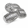 White Gold Filled Multi Stone Ring, Teardrop and Baguette Design, with White Cubic Zirconia, Polished, Rhodium Finish, 01.471.0009 (One size fits all)