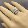 White Gold Filled Multi Stone Ring, Baguette and Cluster Design, with White Cubic Zirconia, Polished, Rhodium Finish, 01.471.0010 (One size fits all)