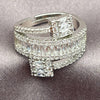 White Gold Filled Multi Stone Ring, Baguette and Cluster Design, with White Cubic Zirconia, Polished, Rhodium Finish, 01.471.0010 (One size fits all)