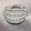 White Gold Filled Multi Stone Ring, Baguette Design, with White Cubic Zirconia, Polished, Rhodium Finish, 01.471.0011 (One size fits all)