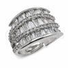 White Gold Filled Multi Stone Ring, Baguette Design, with White Cubic Zirconia, Polished, Rhodium Finish, 01.471.0011 (One size fits all)