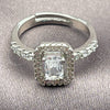 White Gold Filled Multi Stone Ring, Baguette and Cluster Design, with White Cubic Zirconia, Polished, Rhodium Finish, 01.471.0012 (One size fits all)