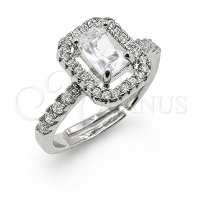 White Gold Filled Multi Stone Ring, Baguette and Cluster Design, with White Cubic Zirconia, Polished, Rhodium Finish, 01.471.0012 (One size fits all)