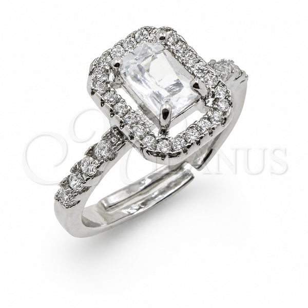 White Gold Filled Multi Stone Ring, Baguette and Cluster Design, with White Cubic Zirconia, Polished, Rhodium Finish, 01.471.0012 (One size fits all)